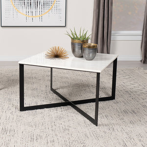 Coaster Tobin Square Marble Top Coffee Table White & Black