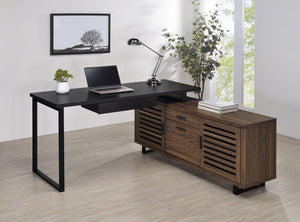 Coaster Maddox 60 Inch L-Shape Office Computer Desk Black & Walnut