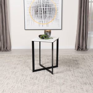 Coaster Tobin Square Marble Top End Table White & Black