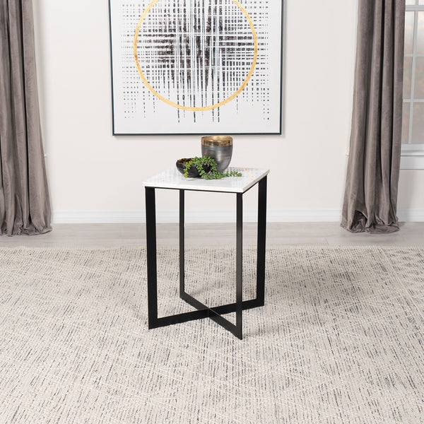 Coaster Tobin Square Marble Top End Table White & Black