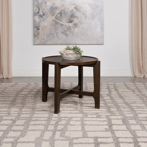 Coaster Cota Round Solid Wood End Table Dark Brown