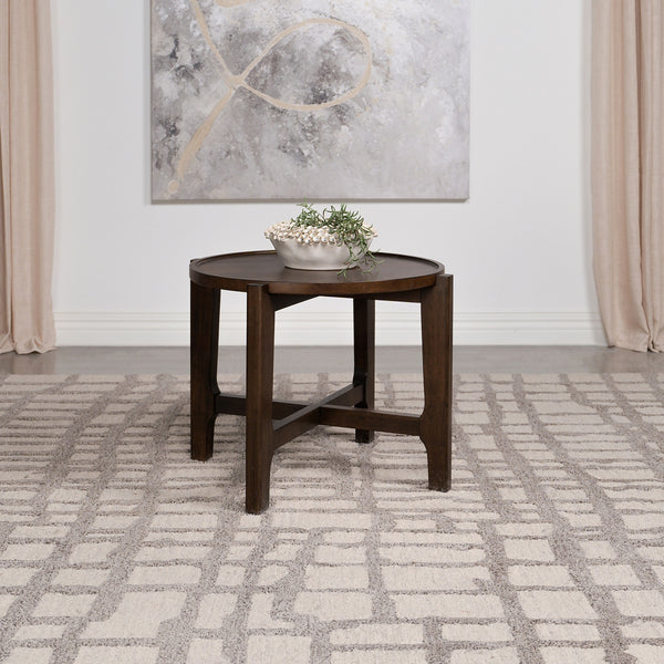 Coaster Cota Round Solid Wood End Table Dark Brown
