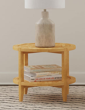 Coaster Camillo Round Solid Wood Side End Table Maple Brown
