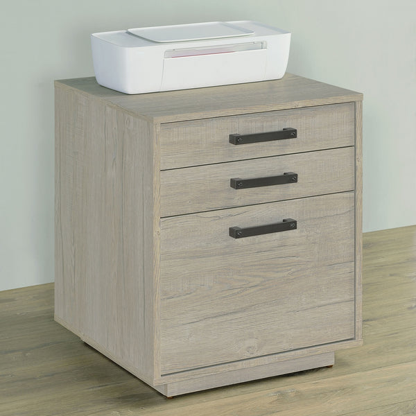 Coaster Loomis 3-Drawer Home Office File Cabinet Whitewashed Grey