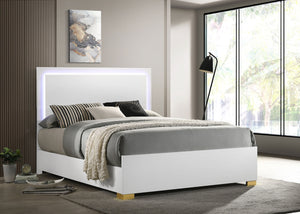 Coaster Marceline Wood Queen Led Panel Bed White