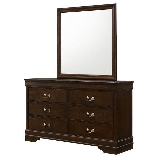 Coaster Louis Philippe 6-Drawer Dresser with Mirror Cappuccino