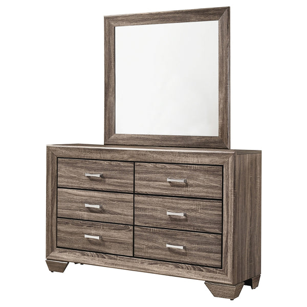 Coaster Kauffman 6-Drawer Dresser with Mirror Washed Taupe