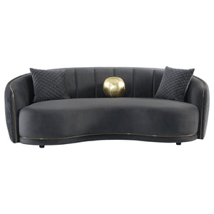 Coaster Brookside 2-Piece Velvet Upholstered Sofa Set Dark Grey