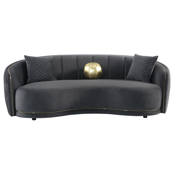 Coaster Brookside 2-Piece Velvet Upholstered Sofa Set Dark Grey