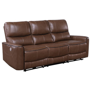 Coaster Greenfield 2-Piece Power Reclining Sofa Set Saddle Brown