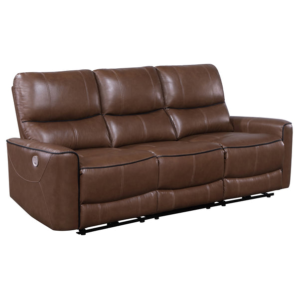 Coaster Greenfield 2-Piece Power Reclining Sofa Set Saddle Brown