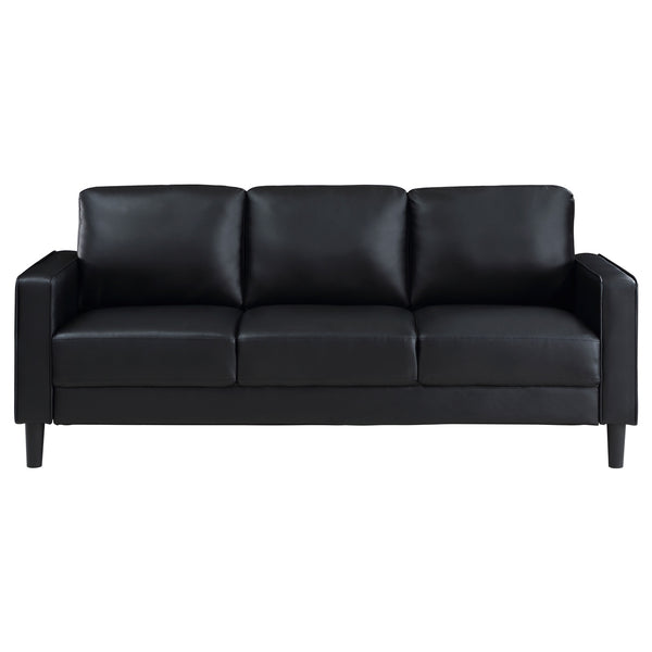 Coaster Ruth 3-Piece Upholstered Track Arm Sofa Set Black