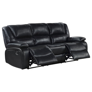 Coaster Camila 2-Piece Upholstered Motion Reclining Sofa Set Black