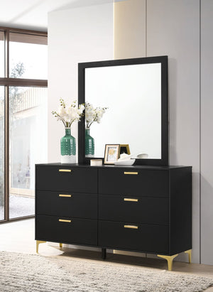 Coaster Kendall 6-Drawer Dresser with Mirror Black
