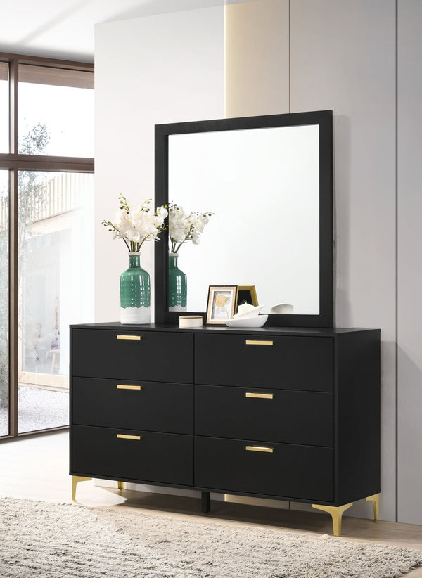 Coaster Kendall 6-Drawer Dresser with Mirror Black