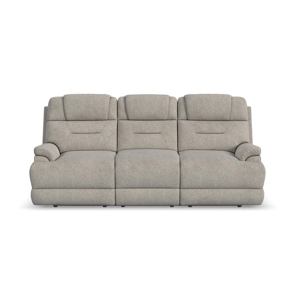 Flexsteel Zecliner Zofa Fabric Power Reclining Sofa with Console Power Headrest, Lumbar, Heat & Massage in Shell