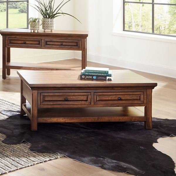 napa furniture hillcrest rectangular coffee table in rich brown