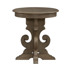 Liberty Furniture Magnolia Manor Weathered Bisque Round End Table with Fancy Face Veneer Top