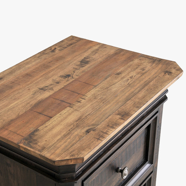 napa furniture grand louie 2-drawer small nightstand in rustic brown/distressed black