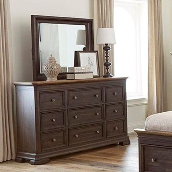 napa furniture grand louie mirror in rustic brown/distressed black