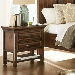 napa furniture hillcrest 2-drawer nightstand in rich brown