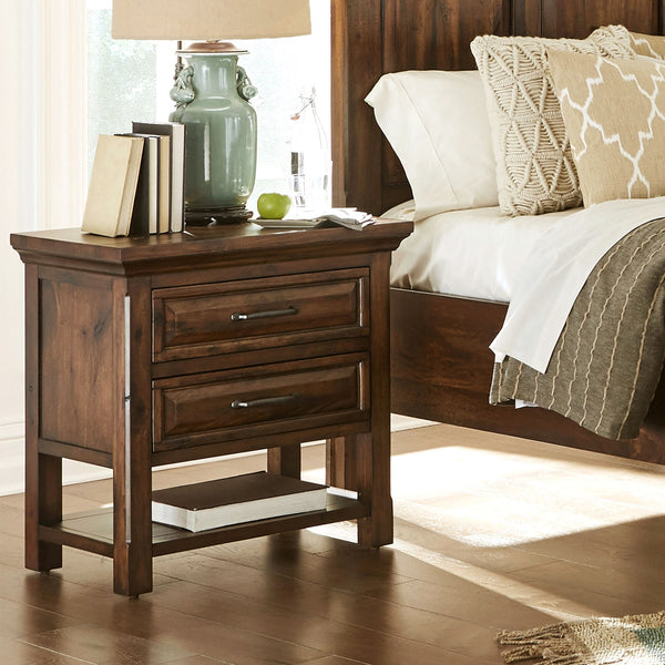 napa furniture hillcrest 2-drawer nightstand in rich brown