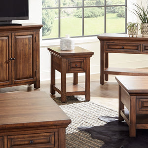 napa furniture hillcrest chairside table in rich brown