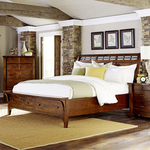 napa furniture whistler retreat queen panel bed headboard in warm cherry