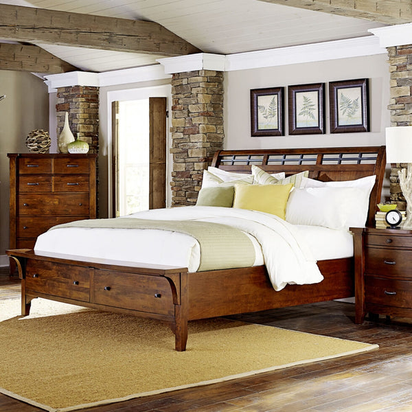 napa furniture whistler retreat queen panel bed headboard in warm cherry