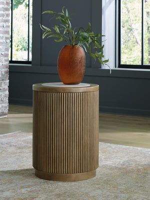 Camdill Round End Table Light Brown/White