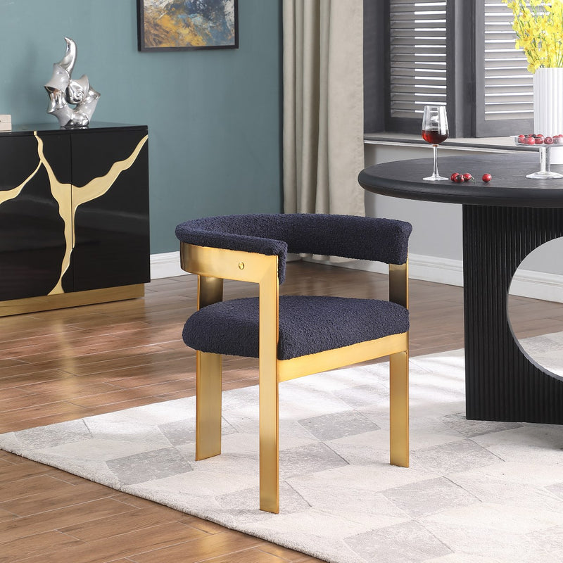 Meridian Romeo Navy Boucle Fabric Dining Chair (Set of 2)
