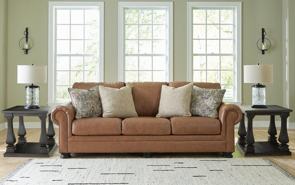 Carianna Leather Stationary Sofa Caramel