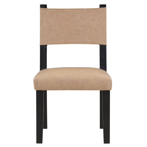 Steve Silver Aubrey Camel Faux-Leather Dining Side Chair In Black