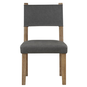 Steve Silver Aubrey Gray Vegan Leather Dining Side Chair In Driftwood