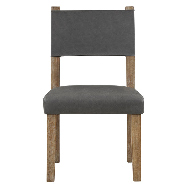 Steve Silver Aubrey Gray Vegan Leather Dining Side Chair In Driftwood