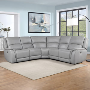Steve Silver Alexandria 5-Piece Power Leather Reclining Sectional In Stone