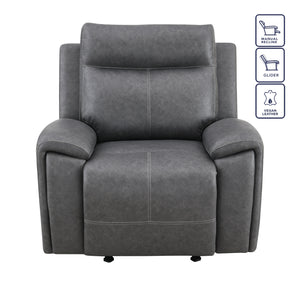Steve Silver Gaston Manual Recliner In Gray Vegan Leather