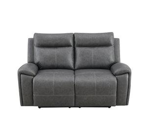 Steve Silver Gaston Manual Reclining Loveseat In Gray Vegan Leather