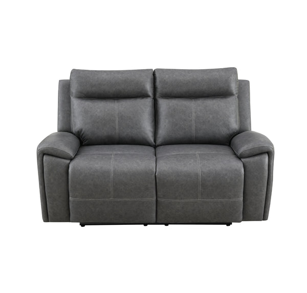 Steve Silver Gaston Manual Reclining Loveseat In Gray Vegan Leather