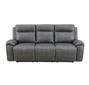 Steve Silver Gaston Manual Reclining Sofa In Gray Vegan Leather