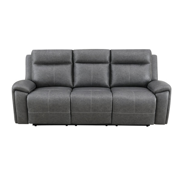 Steve Silver Gaston Manual Reclining Sofa In Gray Vegan Leather