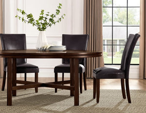 Steve Silver Hartford 72-Inch 5-Piece Dining Set With 4 Brown Leatherette Chairs In Deep Espresso