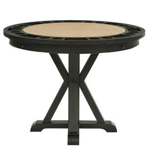 Steve Silver Rylie Counter-Height Table With Game Top In Black Finish With Sand Faux-Leather