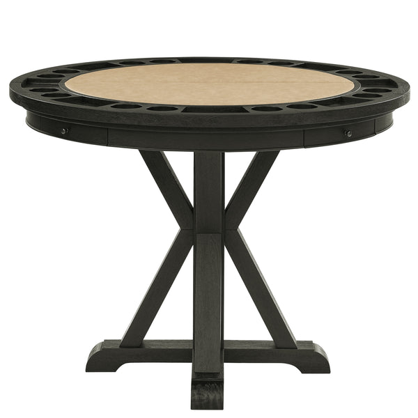 Steve Silver Rylie Counter-Height Table With Game Top In Black Finish With Sand Faux-Leather