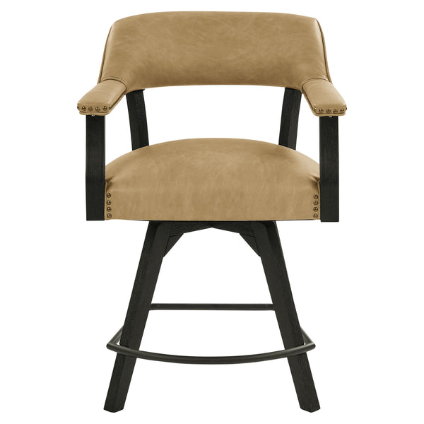 Steve Silver Rylie 24-Inch Counter Captains Chairwith Black Finish & Sand Faux-Leather