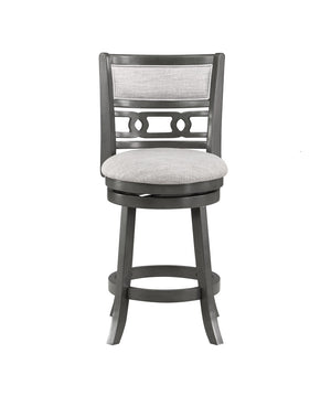 New Classic Gia 24-Inch Upholstered Swivel Counter-Height Stool in Gray with Gray Fabric Seat