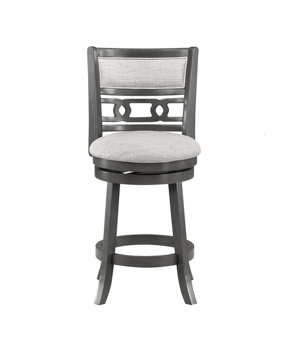 New Classic Gia 24-Inch Upholstered Swivel Counter-Height Stool in Gray with Gray Fabric Seat