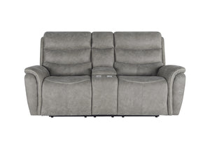 New Classic Kamari Console Loveseat with Dual Recliners in Gray