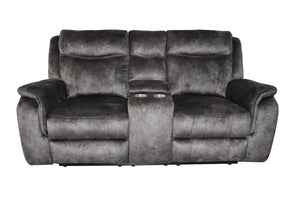 New Classic Park City Console Loveseat with Power Footrest in Slate