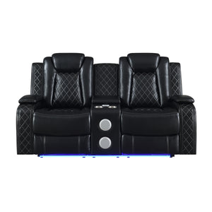 New Classic Orion II Console Loveseat with Dual Recliners in Black